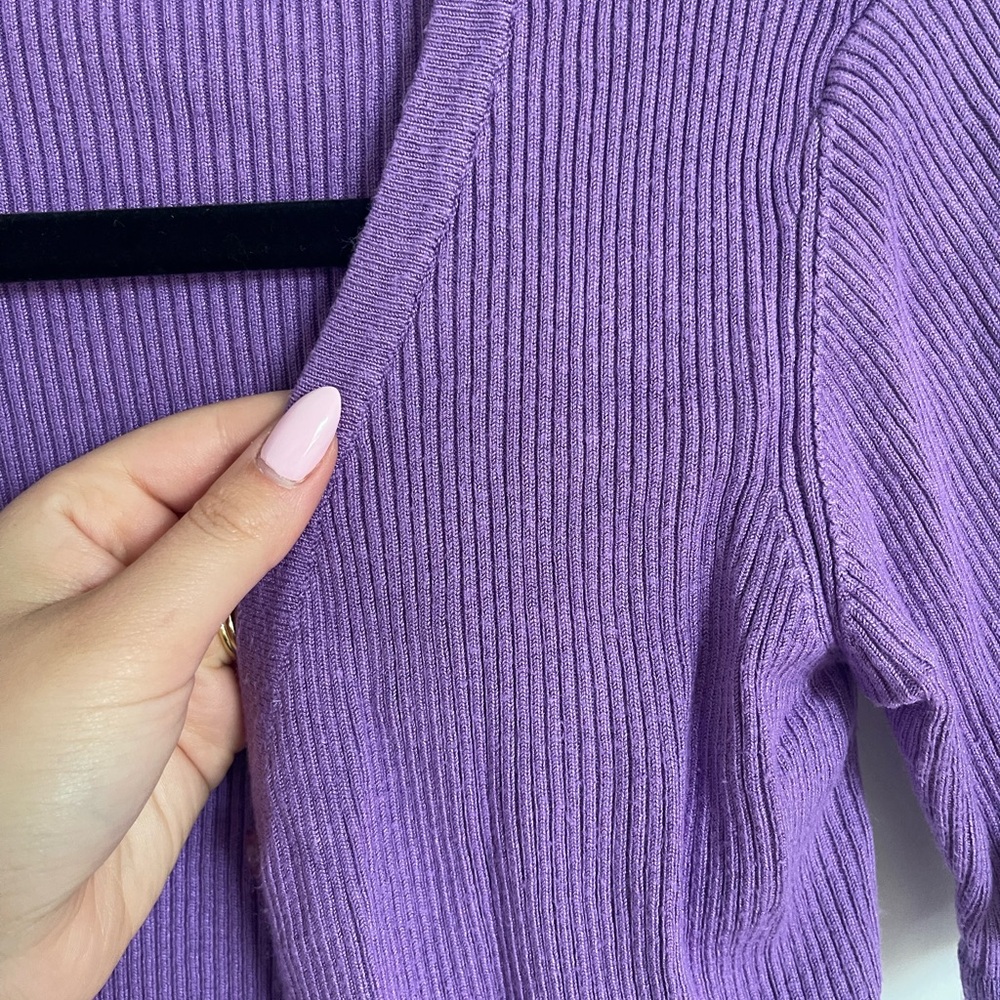 Purple Ribbed Cardigan - Picture 3 of 5